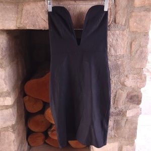 Black Bodycon Mini Dress with Deep V Plunge Neck